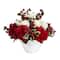 15&#x22; Rose, Hydrangea &#x26; Holly Berry Arrangement in White Vase